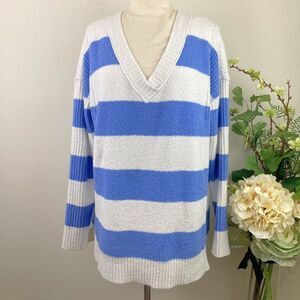 CASLON sweater | oversized | cozy V-neck | stripe | medium | Nordstrom